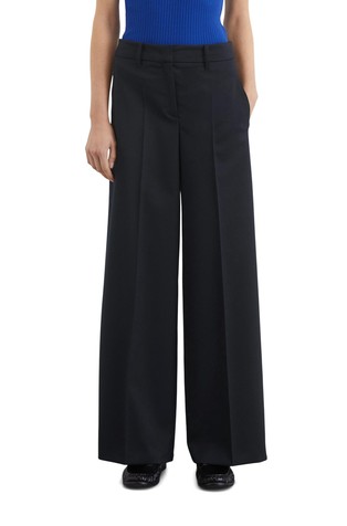 Wide suit trousers made from a blend with wool