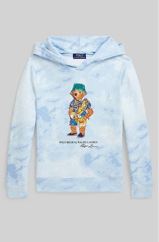 Polo Bear vzorčast pulover s kapuco in frotirano notranjostjo
