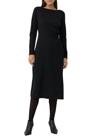 Midi obleka iz interlock jersey tkanine s kovinskim detajlom