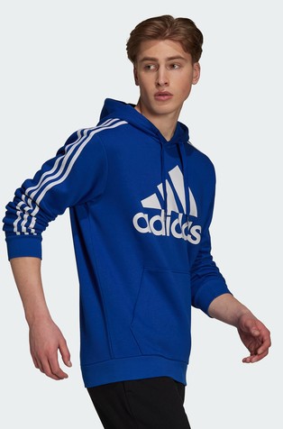 ADIDAS Essentials Fleece 3-Stripes logo pulover s kapuco Modra - Team Royal Blue 5