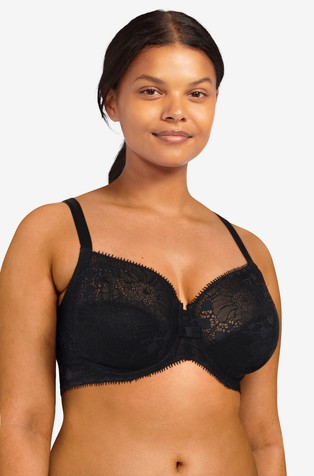 Plus Size Large Cups Underwired Push-Up 75F 75G 80F 85F 90D Tulle Bra in  Black