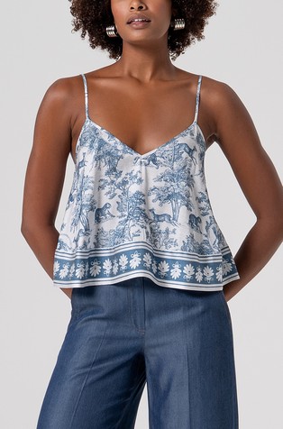 Top s tankimi  naramnicami in kontrastnim vzorcem