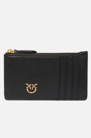 Zipped card holder in leather