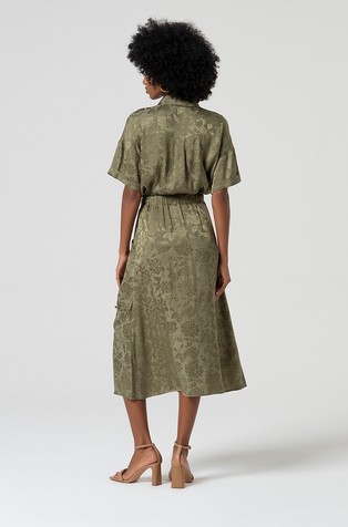 FRACOMINA Flare skirt in viscose with flowery jacquard effect Green 2