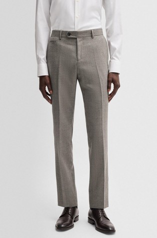 Slim-fit trousers in micro-patterned stretch wool