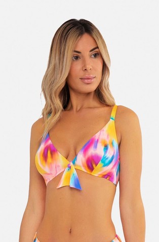 Underwired bikini top with tie-dye pattern