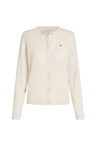 TOMMY HILFIGER Knitted cotton cardigan Cream 5