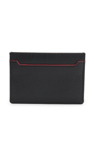 HUGO BOSS Usnjena denarnica za kartice z reliefnim logotipom Črna - Black 2