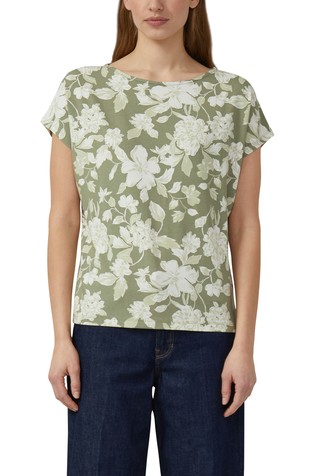 Plapolajoča majica s spuščenimi rameni in vzorcem