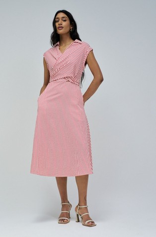 SALSA JEANS Striped shirt dress in cotton-blend Red/White Stripe 5