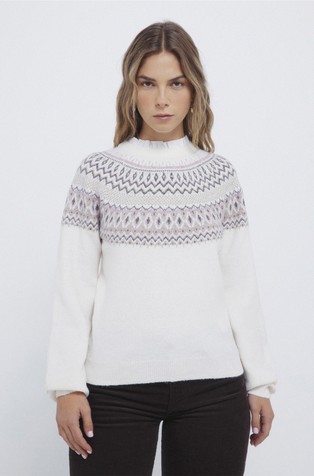 Pleten pulover s kontrastnim mandarin srajčnim ovratnikom