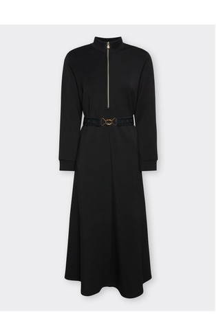 Light Scuba Midi Dress with Belt