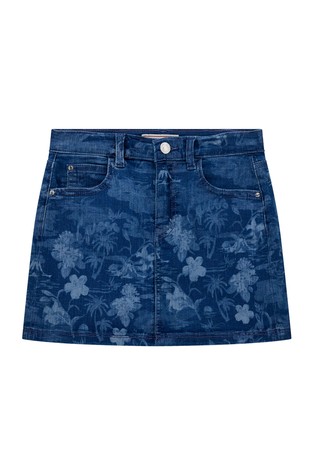 GUESS Mini denim krilo s cvetličnim vzorcem Modra - Blue 5