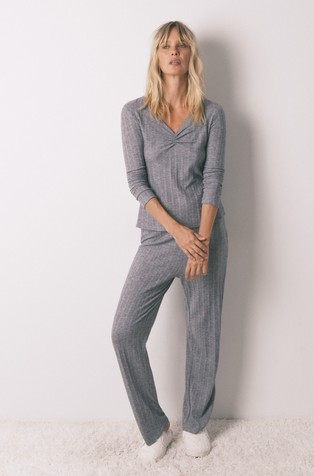 Long pyjamas tricot jersey-knit pajamas
