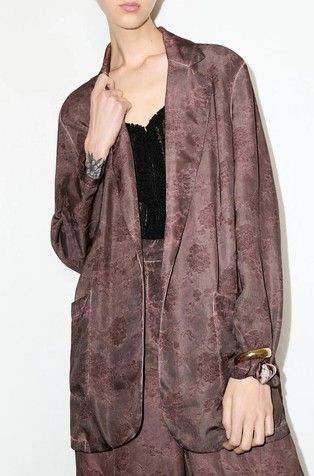 Viscose blazer with jacquard floral pattern