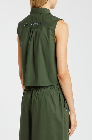 MARELLA Sleeveless shirt with shiny embroideries Green 2