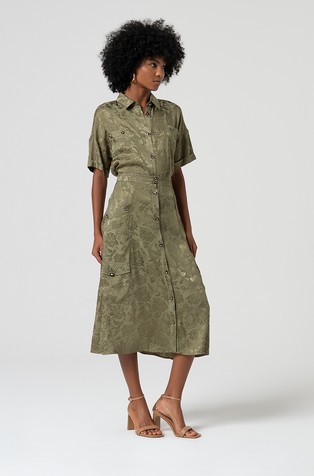 FRACOMINA Flare skirt in viscose with flowery jacquard effect Green 4