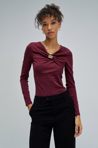 Knit sweater with metal detail