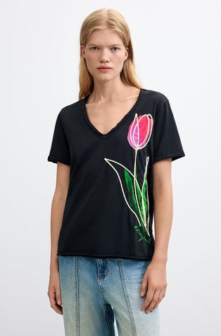 Floral print T-shirt in cotton