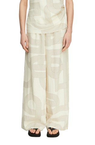 Široke hlače iz lanene mešanice