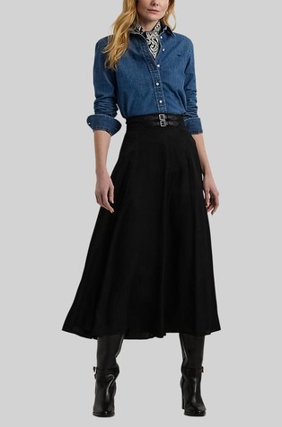 RALPH LAUREN Midi krilo z okrasnima zaponkama Črna - Black 3
