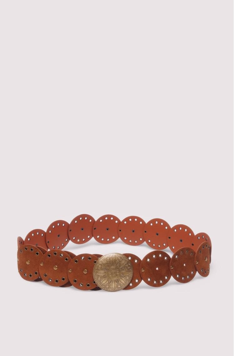 SPRINGFIELD Faux-suede studded belt Brown 