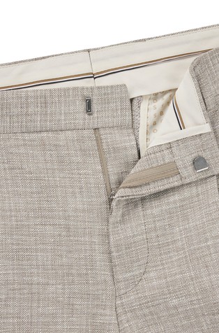 HUGO BOSS Formal trousers in micro-patterned stretch fabric Light Beige 5