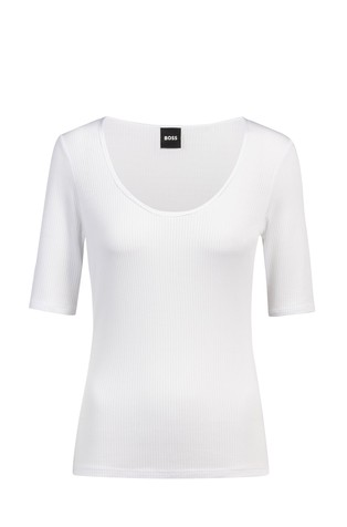 3/4 sleeve T-shirt in ribbed fabric