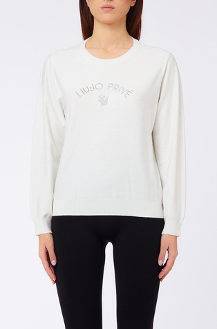 Jumper with sequins and logo embroidery