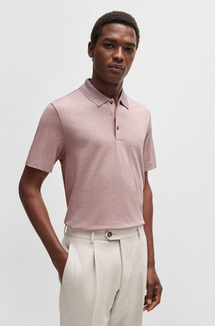 Short-sleeve polo shirt in cotton and silk