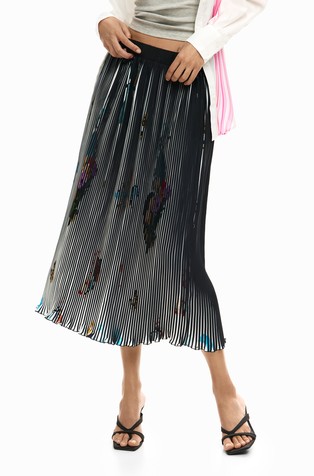Collage pleated skirt