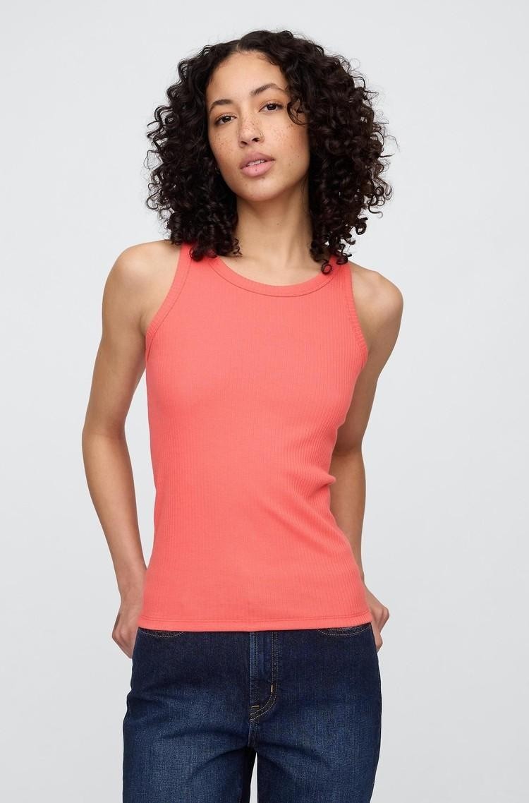 GAP Ribbed Tank Top Fresh Coral 