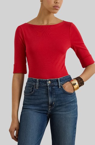 Majica s 3/4 rokavi iz raztegljivega bombaža