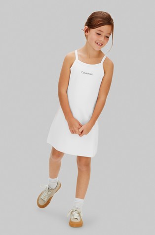 Obleka z naramnicami iz punto milano tkanine