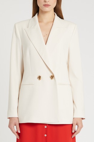 Double-breasted stretch canvas blazer