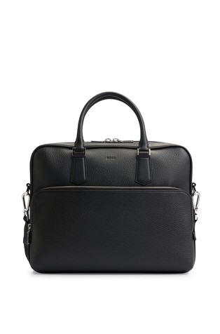 Document case in leather with embossed logo