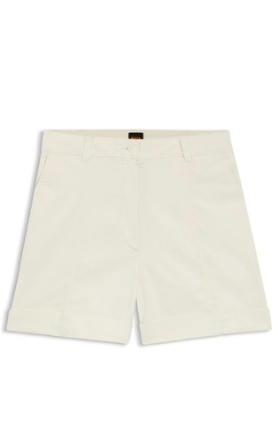 Stretch-cotton shorts with turn-up hems