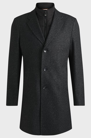 BOSS Slim fit coat with detachable zip up inner Emporium