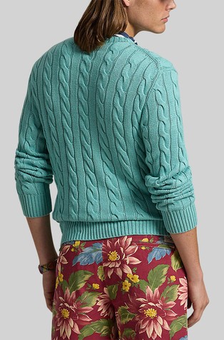 RALPH LAUREN Cable-Knit Cotton Sweater Deep Seafoam 2