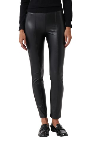 Leggings with decorative seams made of imitation leather