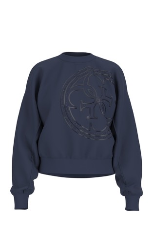 Relaxed fit pulover z logo vezenino