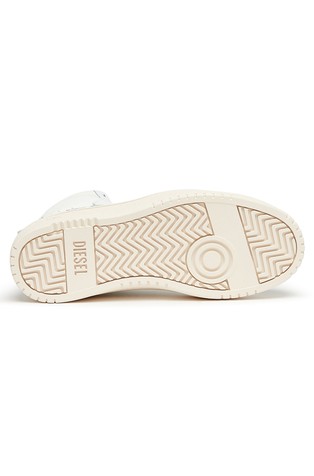DIESEL Visoke usnjene superge z D logotipom Bela - White 6