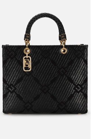 Tote bag in jacquard fabric with charm