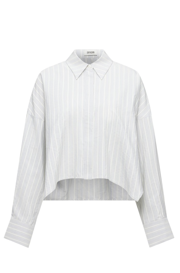 DRYKORN Oversized striped shirt blouse in silk-cotton blend Zen Blue 