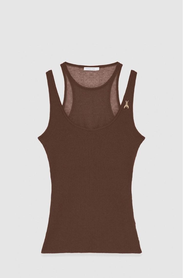 PATRIZIA PEPE Double layer tank top Brown 