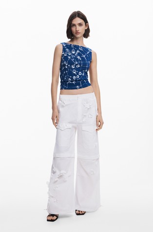 DESIGUAL Tyler McGillivary majica brez rokavov Modra - Blue / White 3