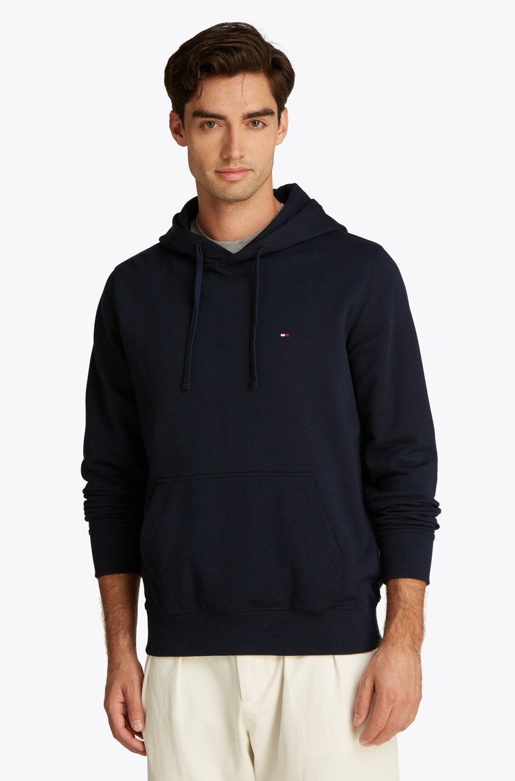 TOMMY HILFIGER Pulover s kapuco in vezeno logo zastavico Modra - Dark Blue 