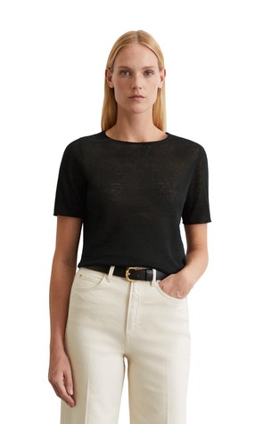 Fine knit pullover slim made from pure linen