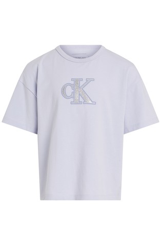CALVIN KLEIN Boxy fit Logo T-shirt Purple 4