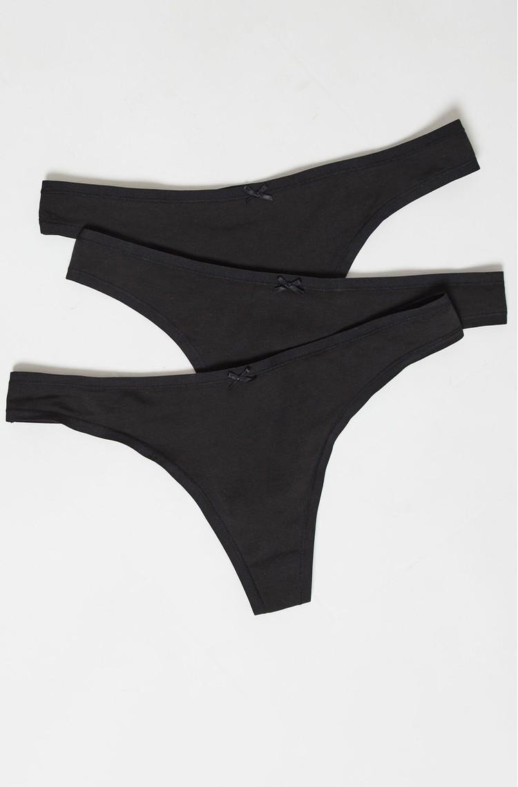 ETAM Jackie paket 3 bombažnih tangic Črna - Black 